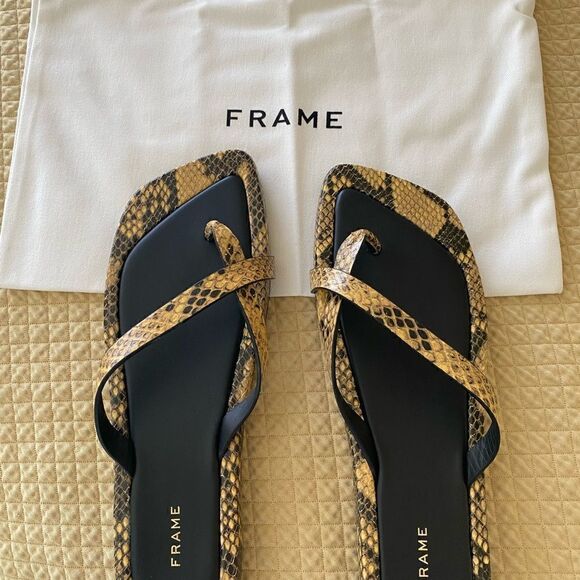 NWT FRAME Le Montauk Criss Cross Sandals, Size 39 Euro/8.5 US, Python Multi - Picture 8 of 10